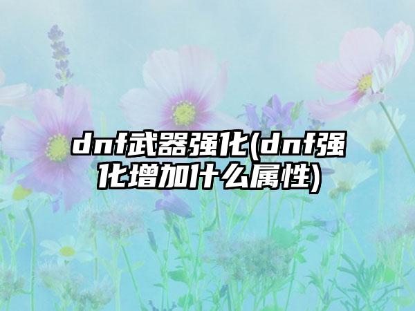 dnf武器强化(dnf强化增加什么属性)
