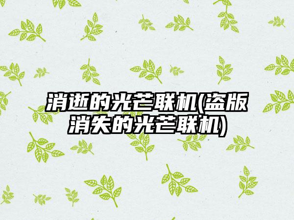 消逝的光芒联机(盗版消失的光芒联机)