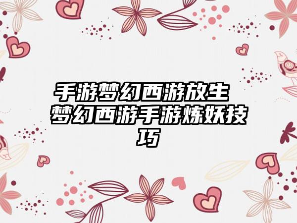 手游梦幻西游放生 梦幻西游手游炼妖技巧