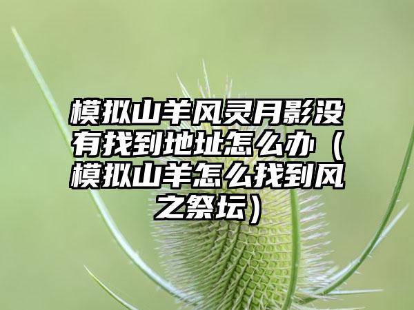 模拟山羊风灵月影没有找到地址怎么办（模拟山羊怎么找到风之祭坛）