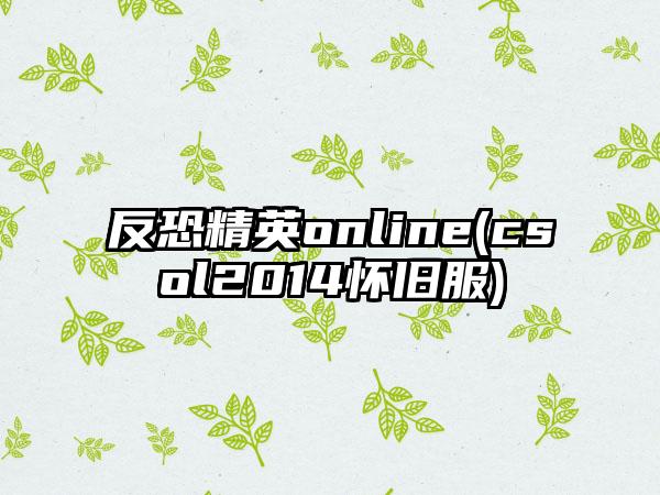 反恐精英online(csol2014怀旧服)