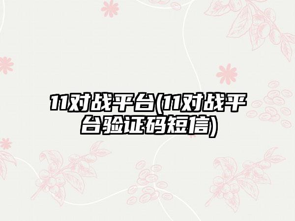 11对战平台(11对战平台验证码短信)