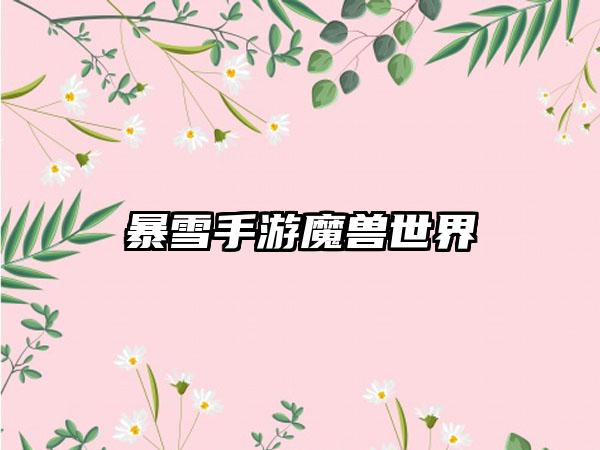 暴雪手游魔兽世界