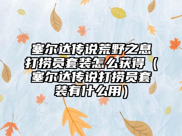 塞尔达传说荒野之息打捞员套装怎么获得（塞尔达传说打捞员套装有什么用）