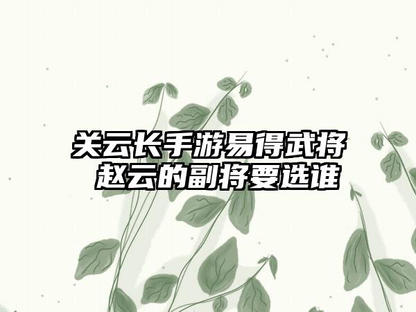 关云长手游易得武将 赵云的副将要选谁