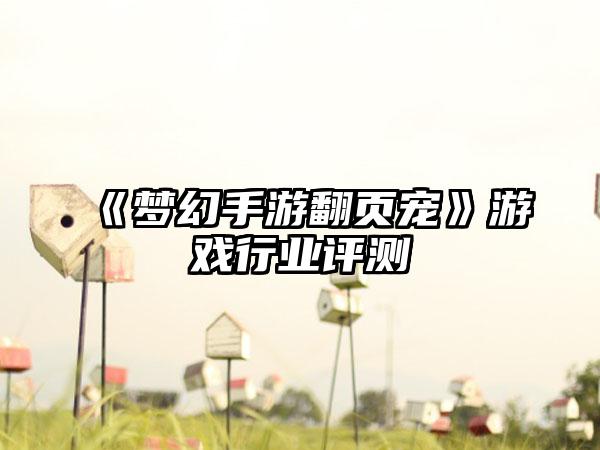 《梦幻手游翻页宠》游戏行业评测