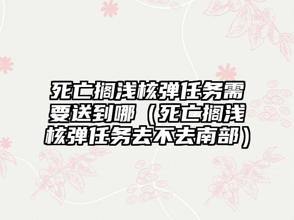 死亡搁浅核弹任务需要送到哪（死亡搁浅核弹任务去不去南部）