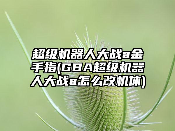 超级机器人大战a金手指(GBA超级机器人大战a怎么改机体)