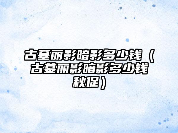 古墓丽影暗影多少钱（古墓丽影暗影多少钱秋促）