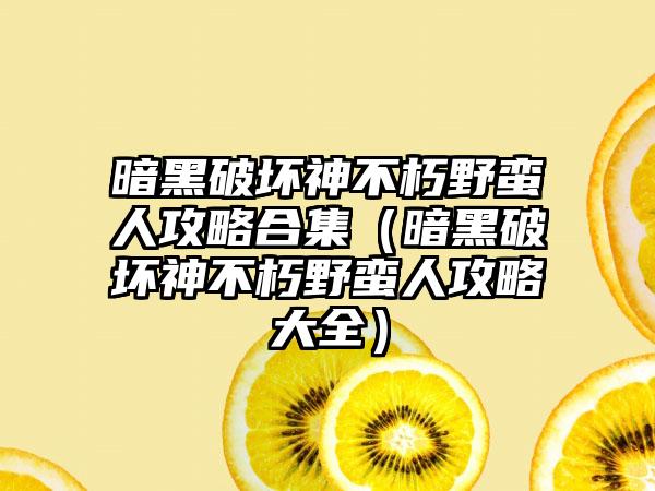 暗黑破坏神不朽野蛮人攻略合集（暗黑破坏神不朽野蛮人攻略大全）