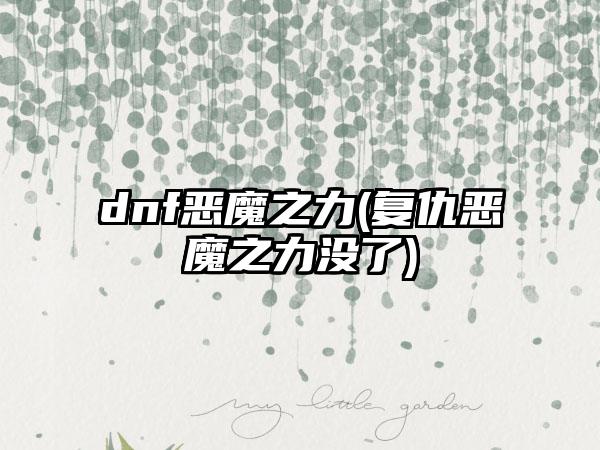dnf恶魔之力(复仇恶魔之力没了)