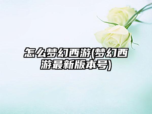 怎么梦幻西游(梦幻西游最新版本号)