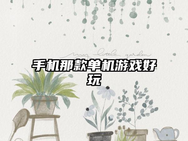 手机那款单机游戏好玩