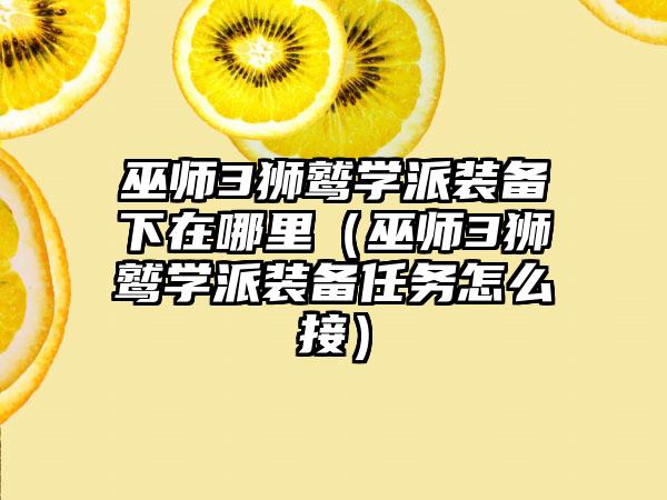 巫师3狮鹫学派装备下在哪里（巫师3狮鹫学派装备任务怎么接）