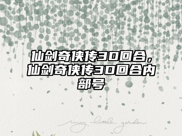 仙剑奇侠传3D回合，仙剑奇侠传3D回合内部号