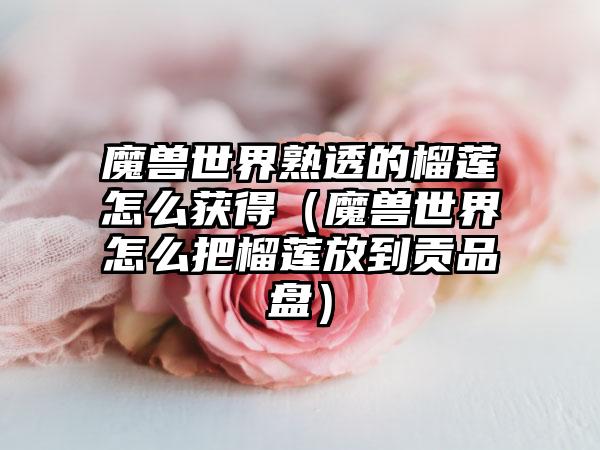 魔兽世界熟透的榴莲怎么获得（魔兽世界怎么把榴莲放到贡品盘）