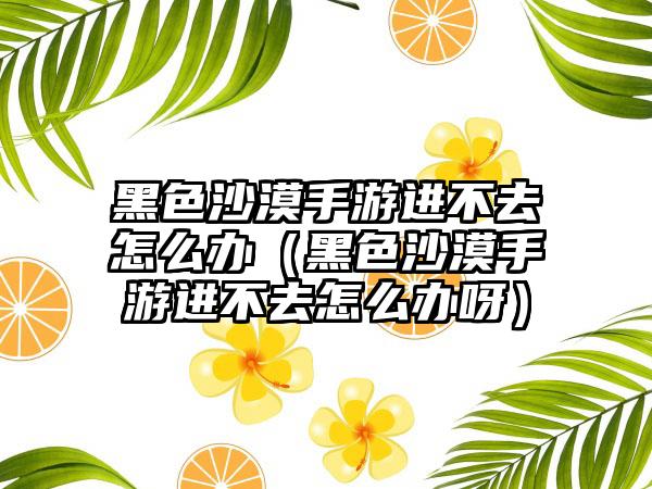 黑色沙漠手游进不去怎么办（黑色沙漠手游进不去怎么办呀）