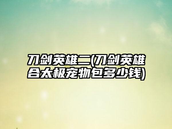 刀剑英雄二(刀剑英雄合太极宠物包多少钱)