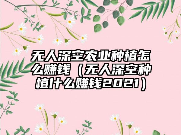 无人深空农业种植怎么赚钱（无人深空种植什么赚钱2021）