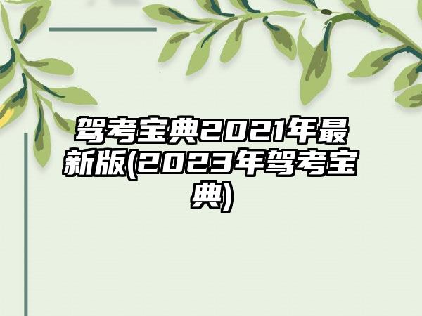 驾考宝典2021年最新版(2023年驾考宝典)