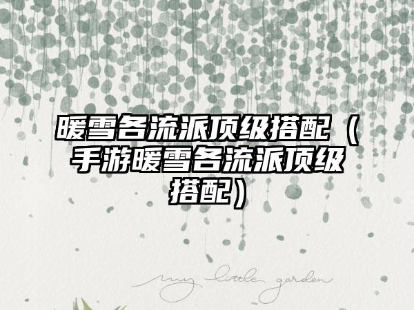 暖雪各流派顶级搭配（手游暖雪各流派顶级搭配）