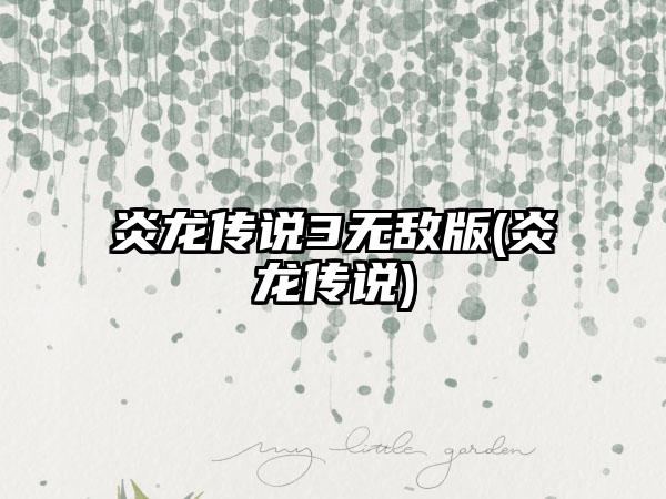 炎龙传说3无敌版(炎龙传说)