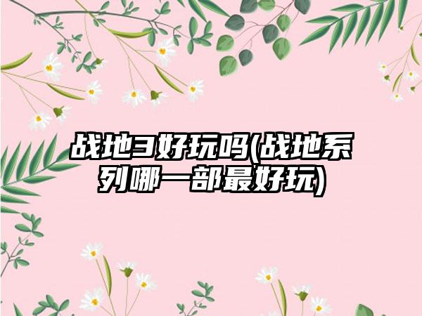 战地3好玩吗(战地系列哪一部最好玩)