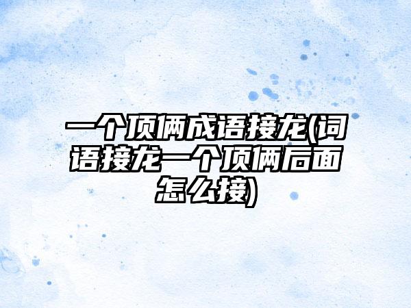 一个顶俩成语接龙(词语接龙一个顶俩后面怎么接)