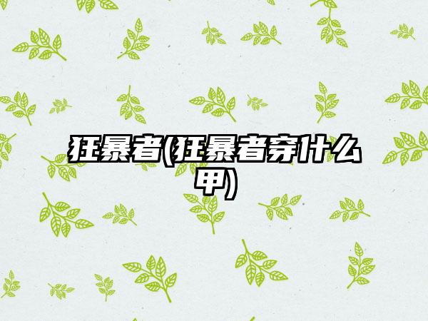 狂暴者(狂暴者穿什么甲)