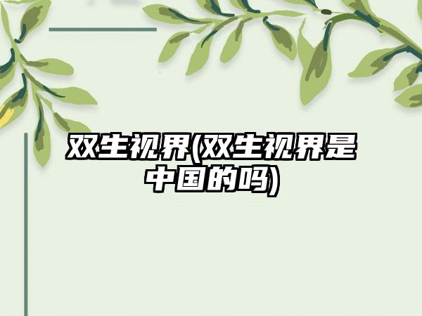 双生视界(双生视界是中国的吗)