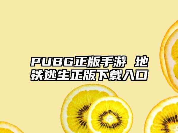 PUBG正版手游 地铁逃生正版下载入口