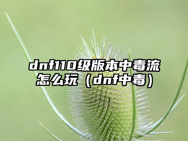 dnf110级版本中毒流怎么玩（dnf中毒）