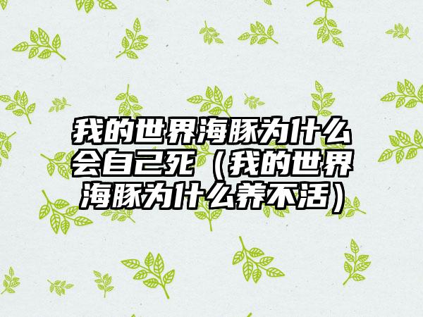 我的世界海豚为什么会自己死（我的世界海豚为什么养不活）