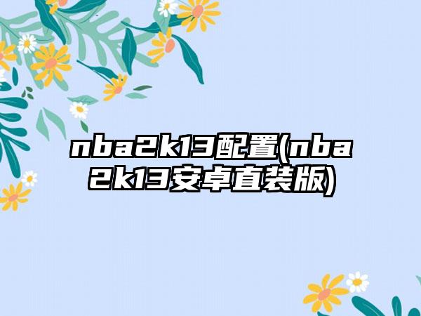 nba2k13配置(nba2k13安卓直装版)