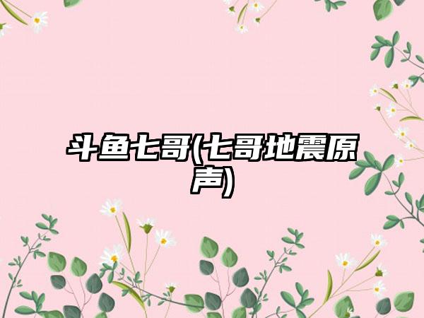 斗鱼七哥(七哥地震原声)