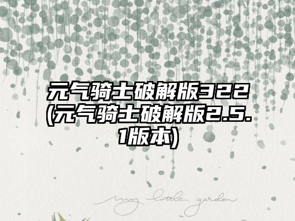 元气骑士破解版322(元气骑士破解版2.5.1版本)