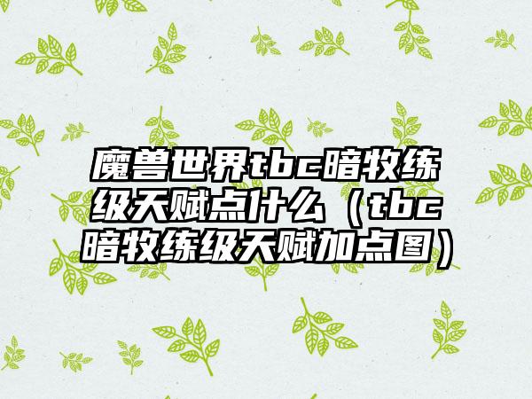 魔兽世界tbc暗牧练级天赋点什么（tbc暗牧练级天赋加点图）