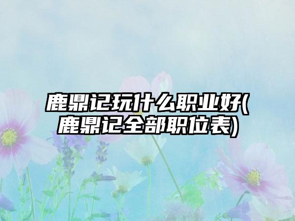 鹿鼎记玩什么职业好(鹿鼎记全部职位表)