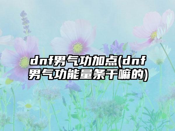 dnf男气功加点(dnf男气功能量条干嘛的)