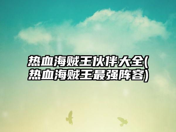 热血海贼王伙伴大全(热血海贼王最强阵容)