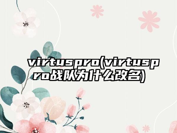 virtuspro(virtuspro战队为什么改名)