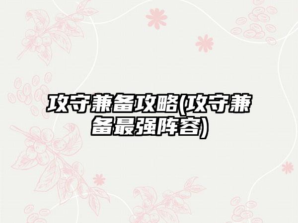 攻守兼备攻略(攻守兼备最强阵容)