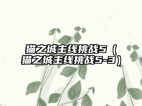 猫之城主线挑战5（猫之城主线挑战5-3）
