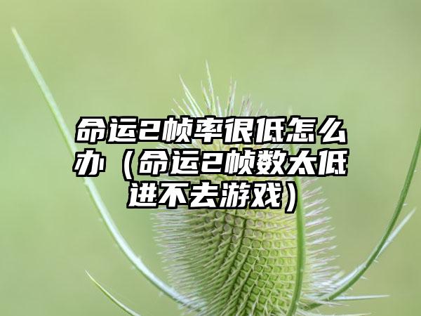 命运2帧率很低怎么办（命运2帧数太低进不去游戏）