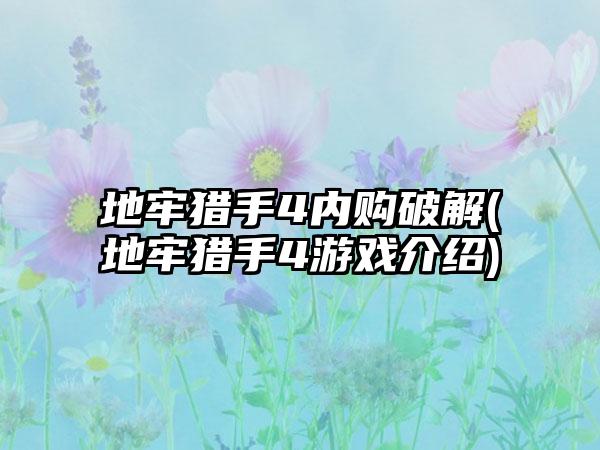 地牢猎手4内购破解(地牢猎手4游戏介绍)