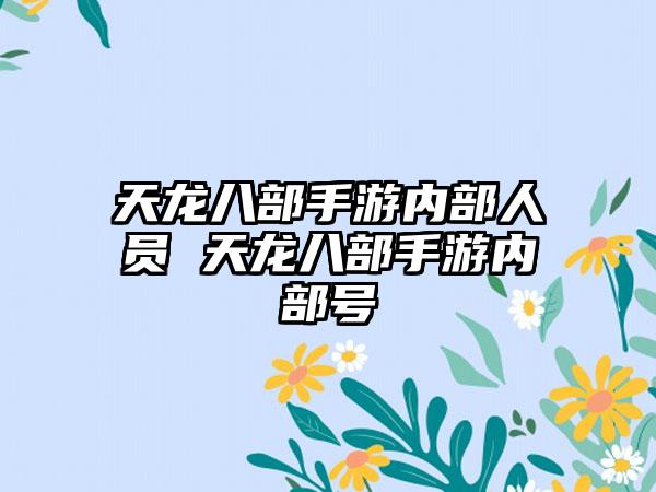 天龙八部手游内部人员 天龙八部手游内部号