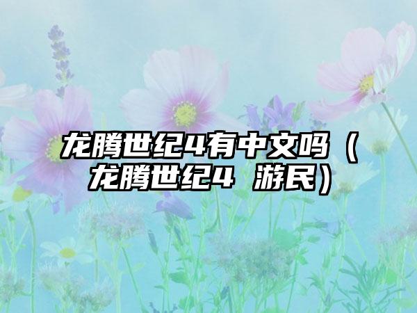 龙腾世纪4有中文吗（龙腾世纪4 游民）