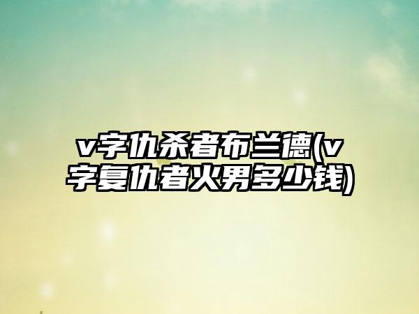 v字仇杀者布兰德(v字复仇者火男多少钱)