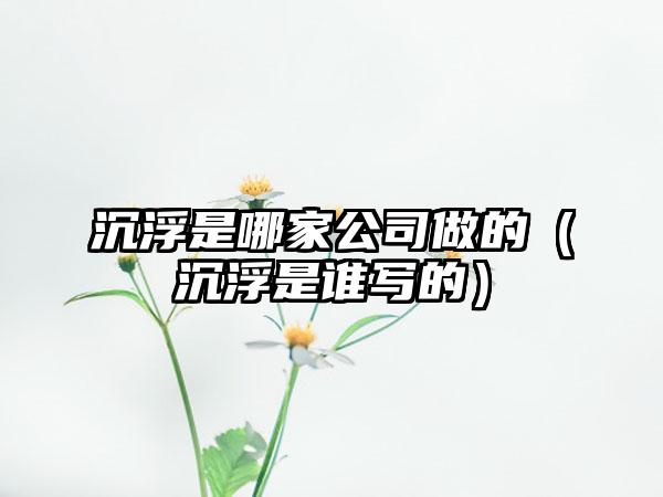 沉浮是哪家公司做的（沉浮是谁写的）