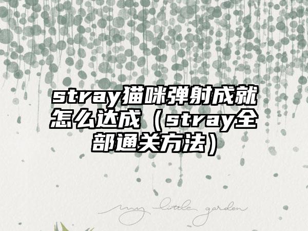 stray猫咪弹射成就怎么达成（stray全部通关方法）